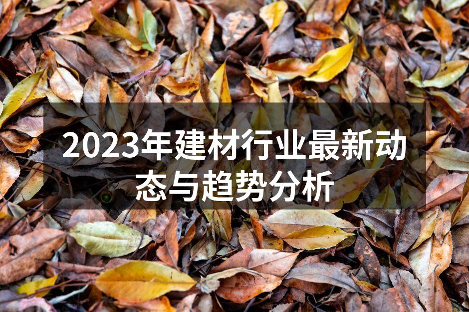 2023年建材行业最新动态与趋势分析